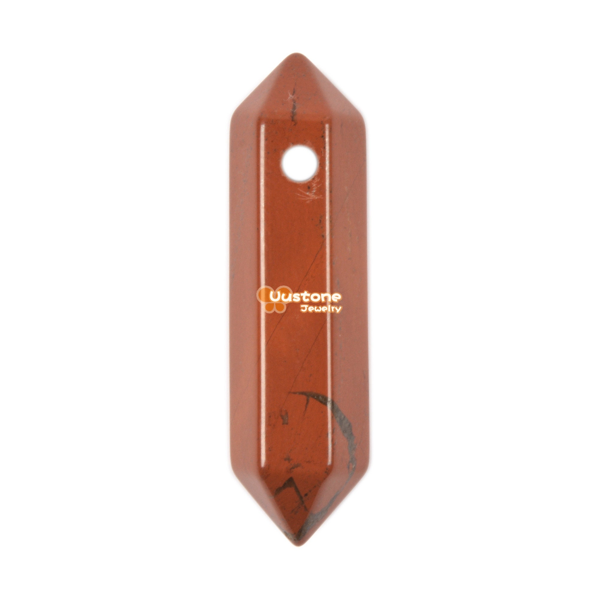 Red Jasper Crystal Healing Hexagonal Point Pendant Focal Bead (2mm Hole Drilled)