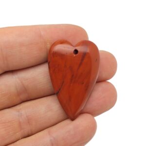 Red Jasper Crystal Long Heart Love Pendants - Gemstone Crystal Big Sharp Heart Necklace - Heart Shaped Healing Gemstone - NC1567