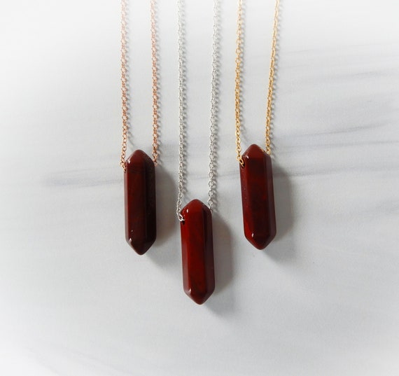 Red Jasper Crystal Point Necklace • Protection Stone Pendant • Gift For Crystal Lover • Red Gemstone Necklace • Sterling Silver Gold Fill Red Jasper Crystal Point Necklace • Protection Stone Pendant • Gift For Crystal Lover • Red Gemstone Necklace • Sterling Silver Gold Fill