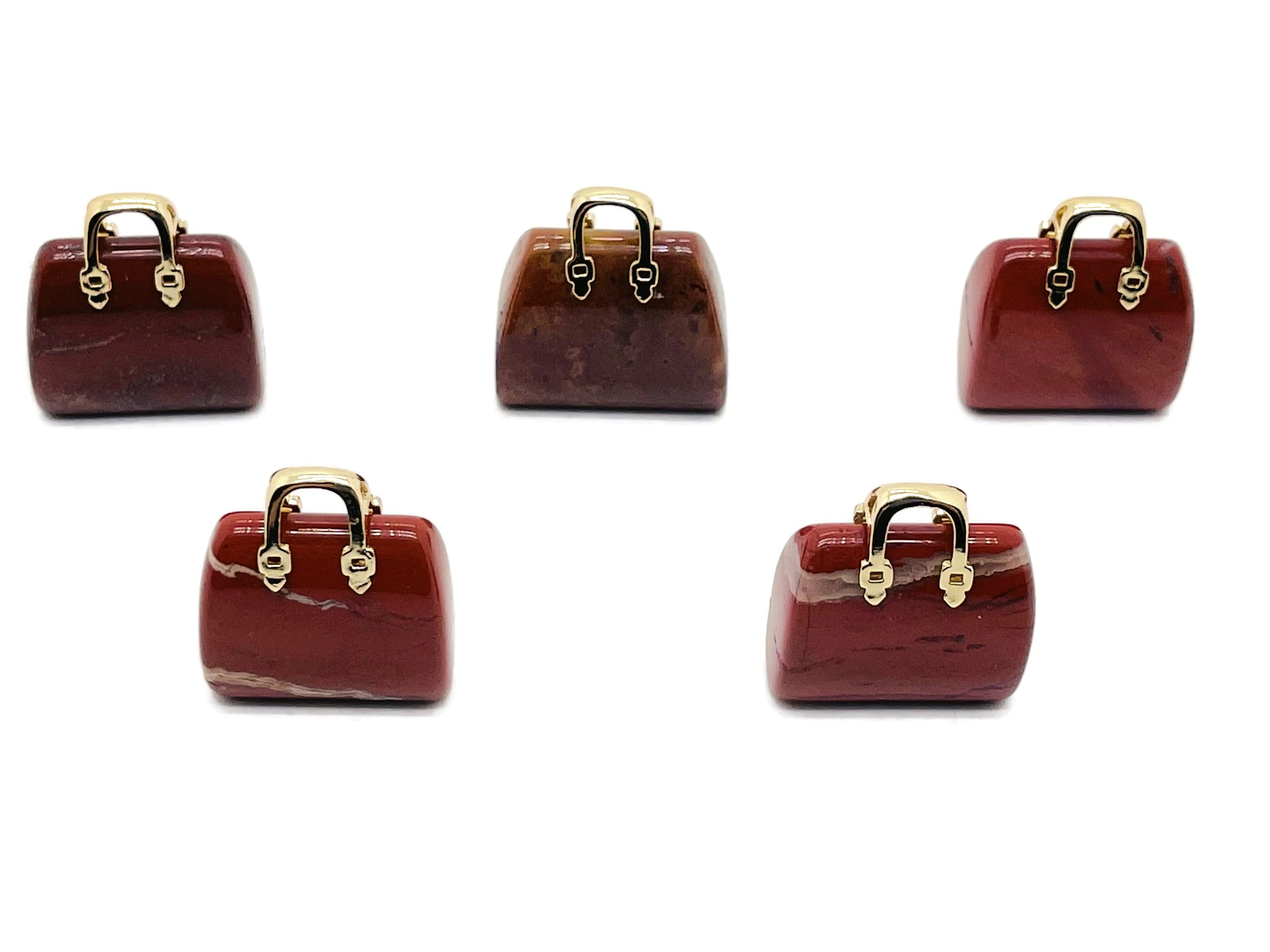 Red Jasper Crystal Purse Carving - Crystal Handbag Pendant - Gemstone Purse - Pu1004