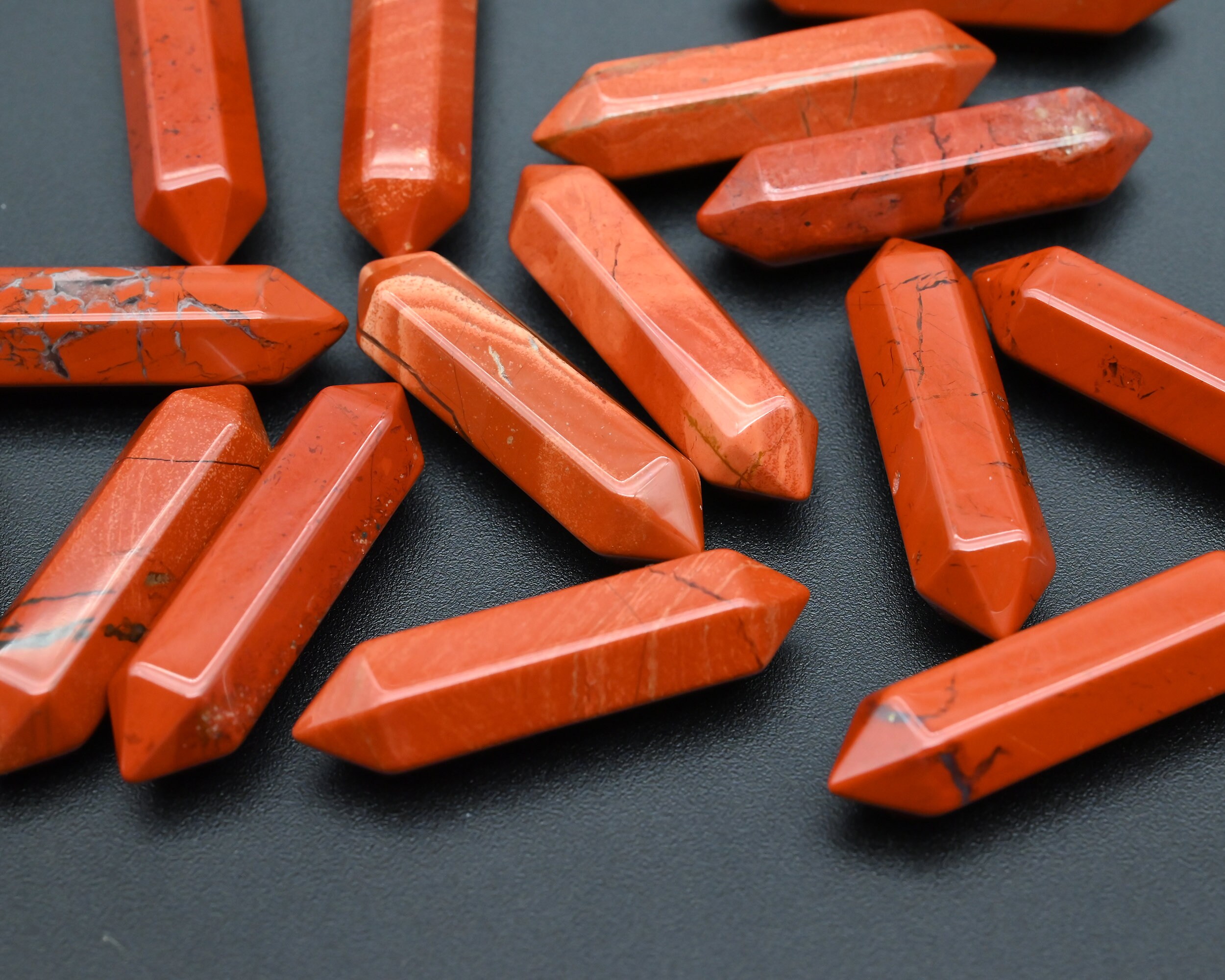 Red Jasper Double Terminated Point Beads,for Diy/jewelry Making Beads,no Hole Pendants,double Point Beads,meditation Point Beads.