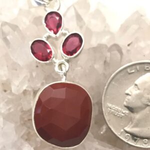 Faceted Red Jasper Pendant With Crystal Accents
