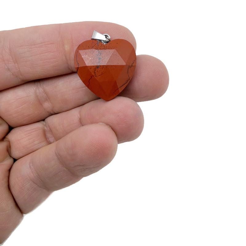 Red Jasper Faceted Gemstone Heart Pendant – Natural Crystal Charm - Nc1981 Red Jasper Faceted Gemstone Heart Pendant – Natural Crystal Charm - Nc1981