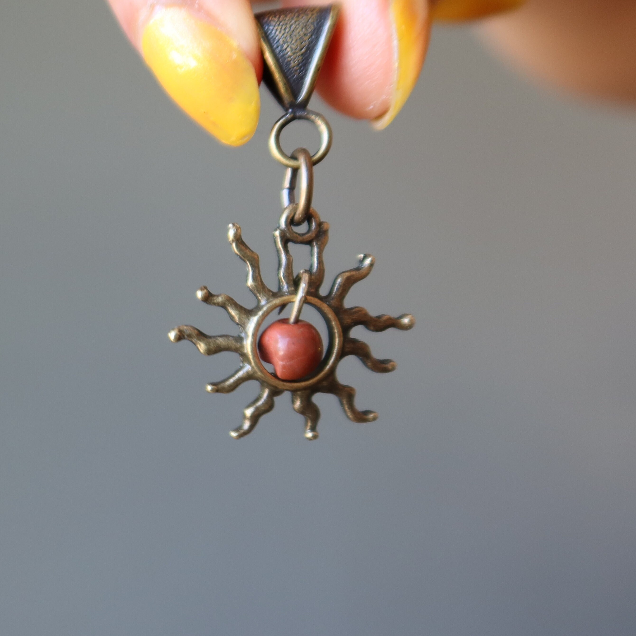 Red Jasper Pendant Flaming Sun Crystal Healer Confidence Gem Red Jasper Pendant Flaming Sun Crystal Healer Confidence Gem