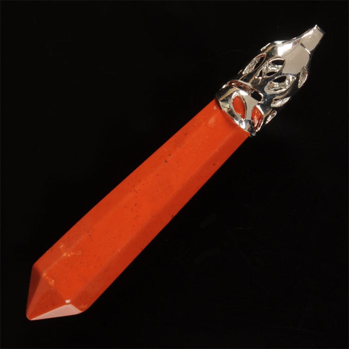 G2231.5  Red Jasper Crystal Healing Point Reiki Pendant Focal Bead 58mm