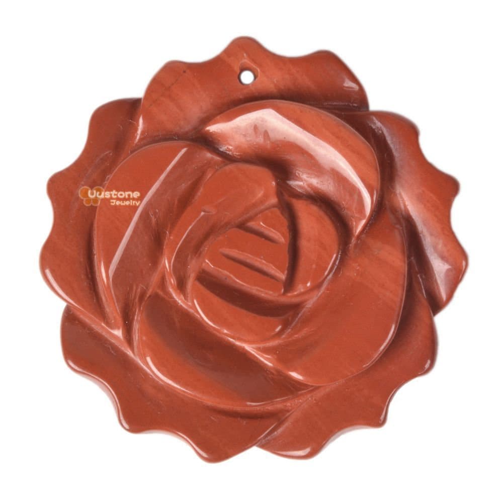 G2567 35mm Natural Red Jasper Carved Flower Pendant Bead Jewellery Making G2567 35mm Natural Red Jasper Carved Flower Pendant Bead Jewellery Making