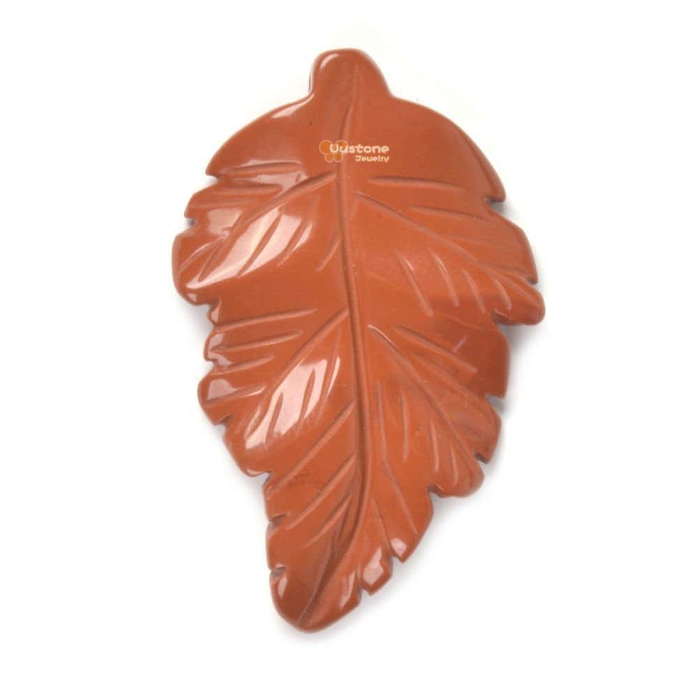 G2568.16 40mm Natural Red Jasper Carved Leaf Retro Pendant Bead Jewellery Making