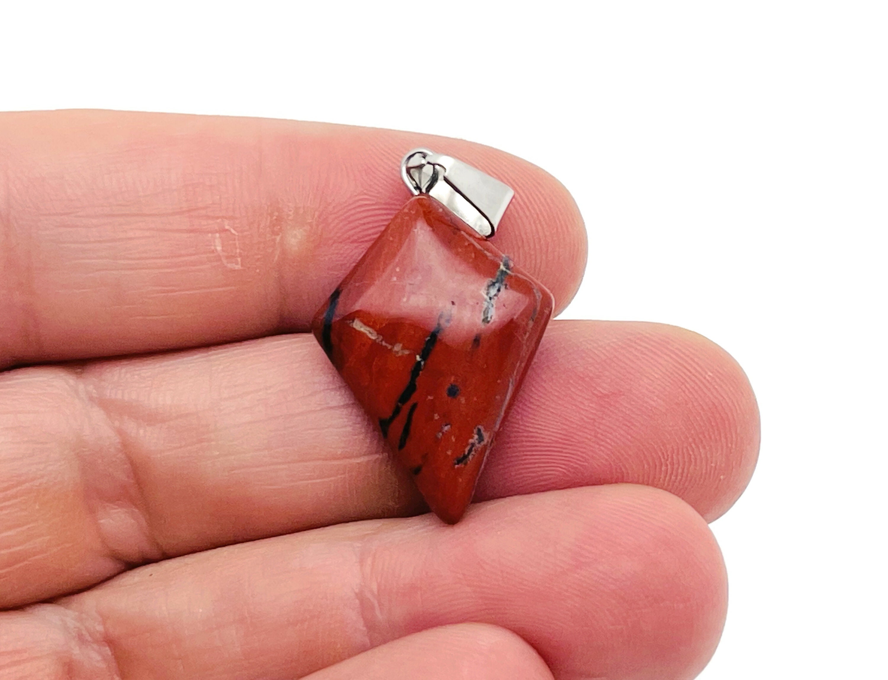 Red Jasper Gemstone For Pendant - Triangle Geometric Gemstone Pendant - Natural Gemstone Jewelry - For Women Lucky Pendant - Nc1336