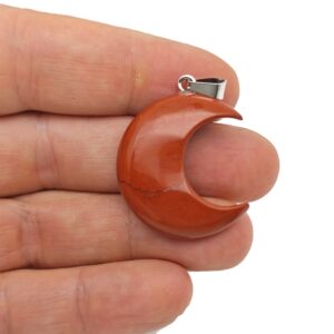 Red Jasper Gemstone Moon Pendants - Crescent Moon - Wholesale Jewelry Making Supplies - Moon Necklace - Moon Shaped Crystal - NC1550