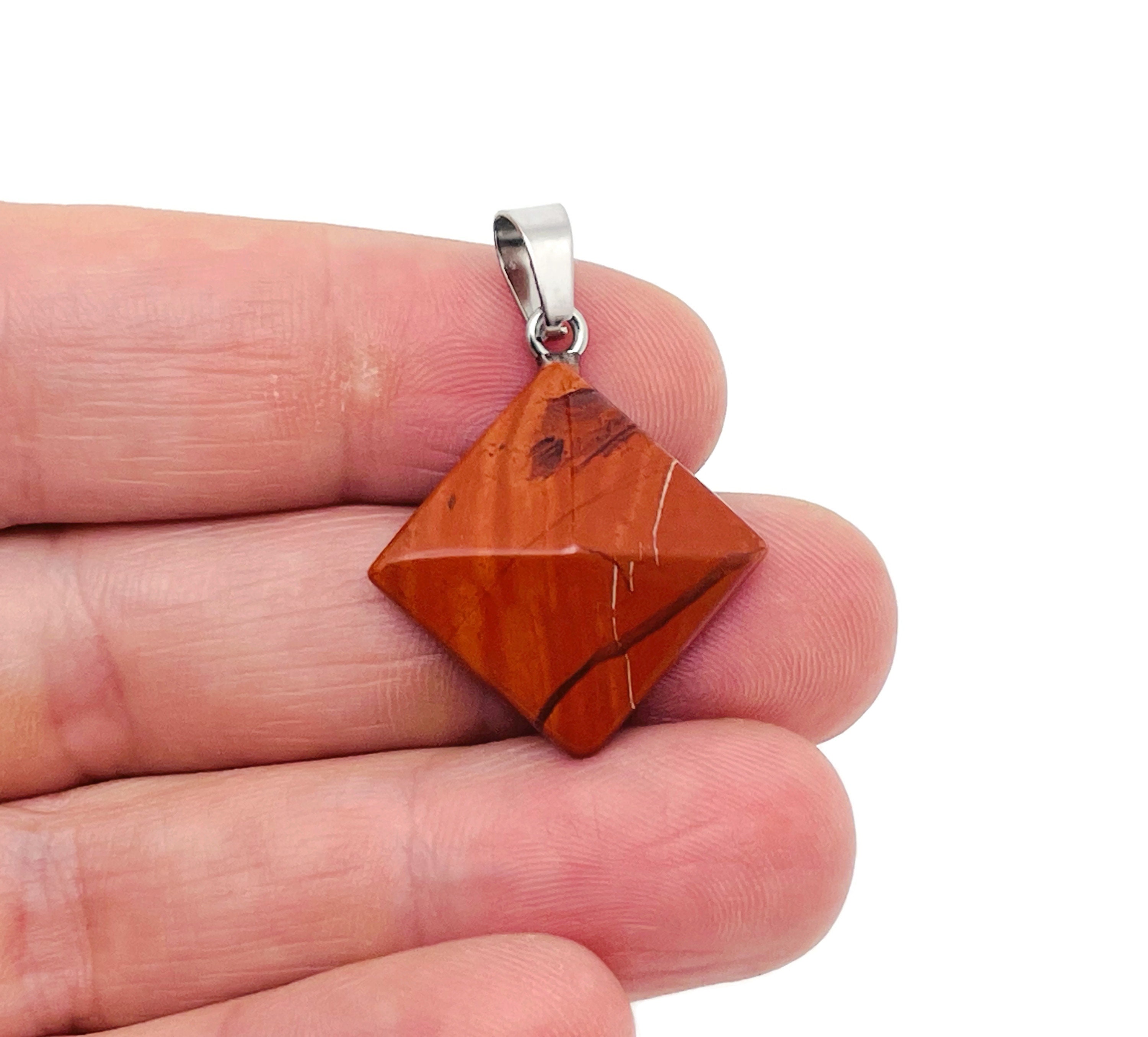 Red Jasper Gemstone Pyramid Pendant - Natural Gemstone Jewelry - Healing Crystal Reiki - For Women Lucky Pendant - Nc1366