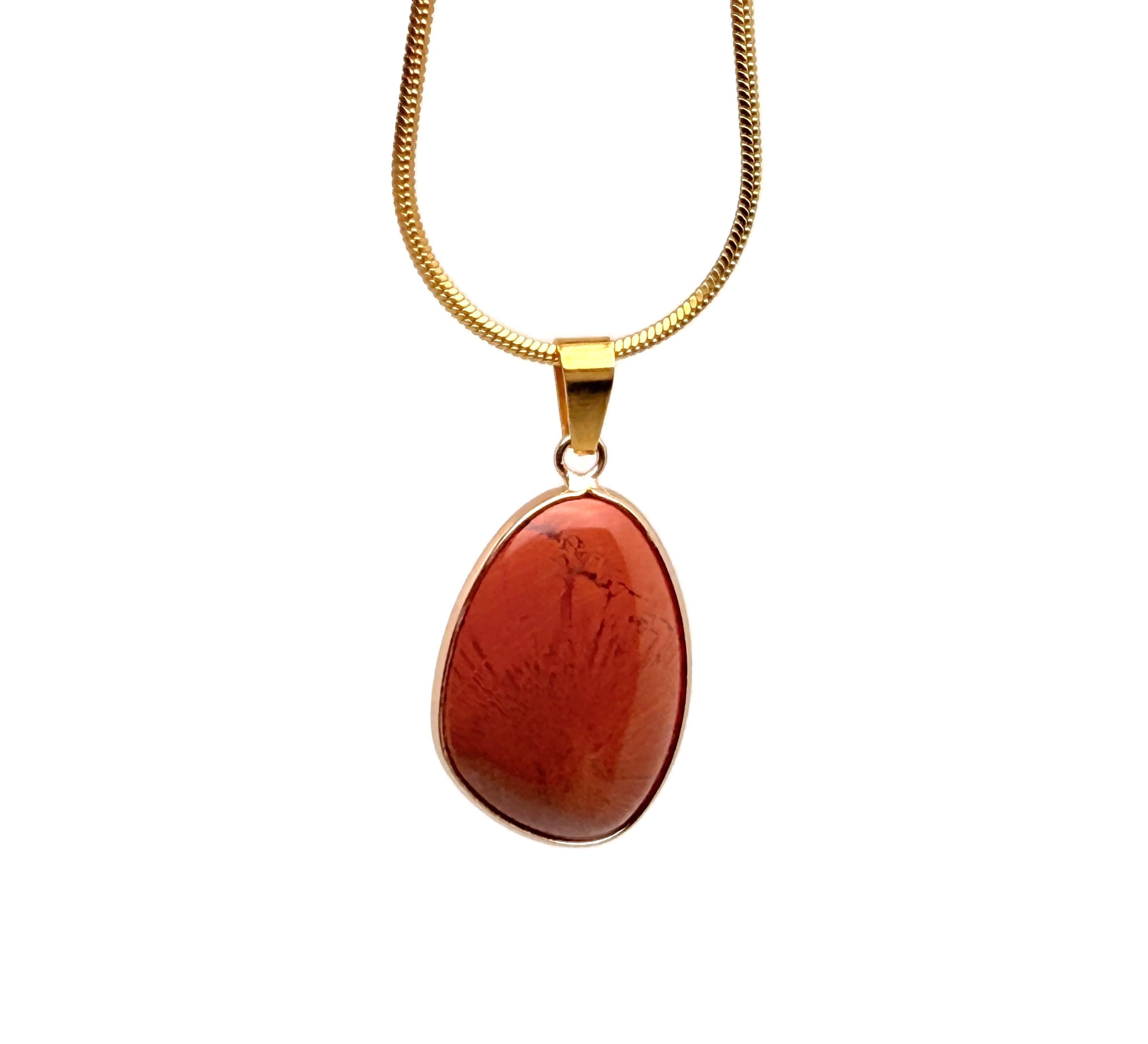 Red Jasper Gold Gemstone Pendant - Dainty Crystal Pendant - Birthstone Charm - Jewelry Diy Charms - Gift Charm - Nc1742
