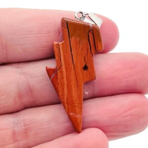 Red Jasper Lightning Pendant - Lightning Crystal - Lightning Stone - Crystal Carving - NC1159