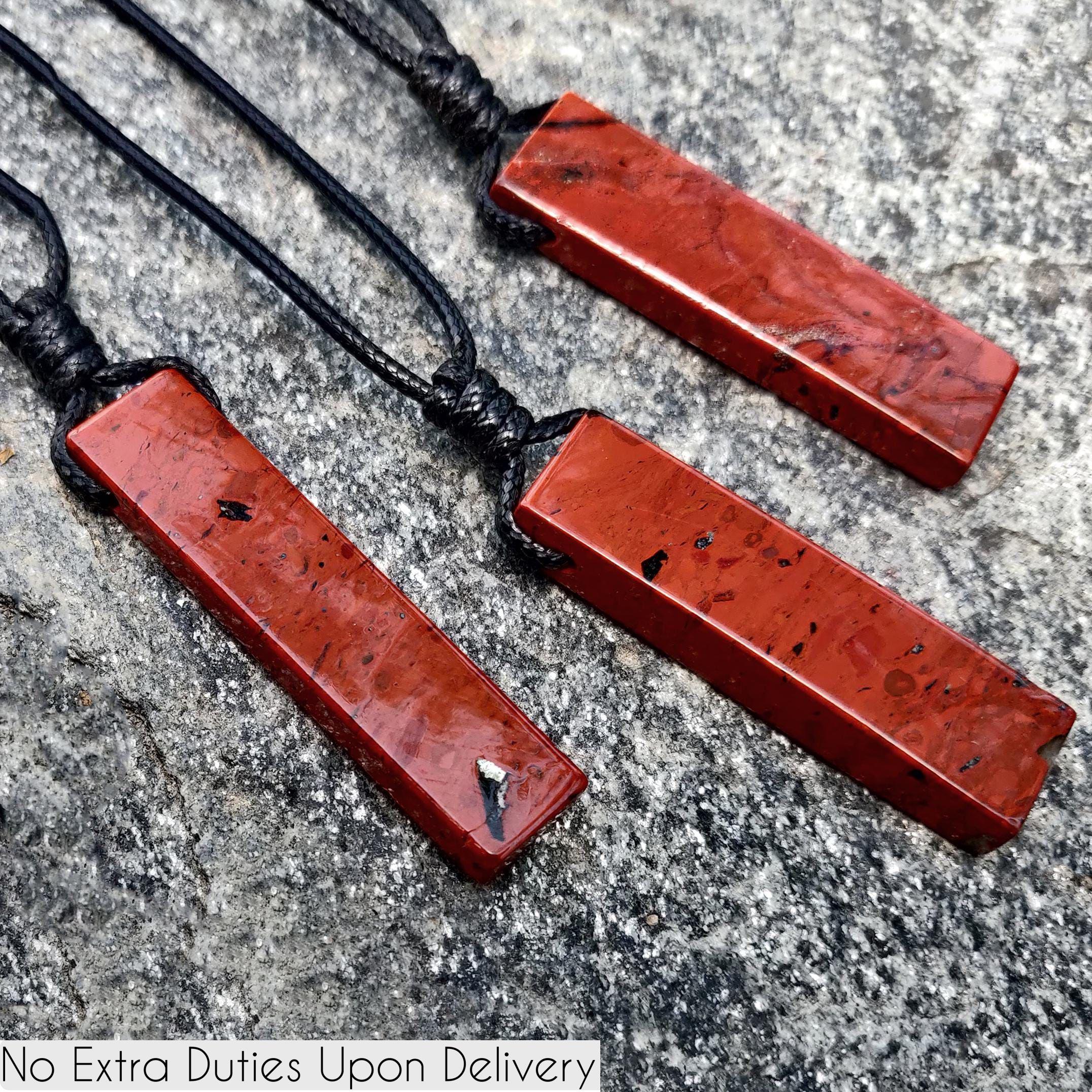 Red Jasper Men's Necklace, Stone Pendant, Hipster Jewelry, Guy Gifts For Birthday
