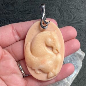 Pegasus Carved Red Jasper Stone Jewelry Pendant
