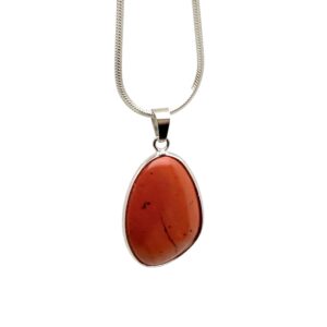 Red Jasper Silver Gemstone Pendant - Dainty Crystal Pendant - Birthstone Charm - Jewelry DIY Charms - Gift Charm - NC1755