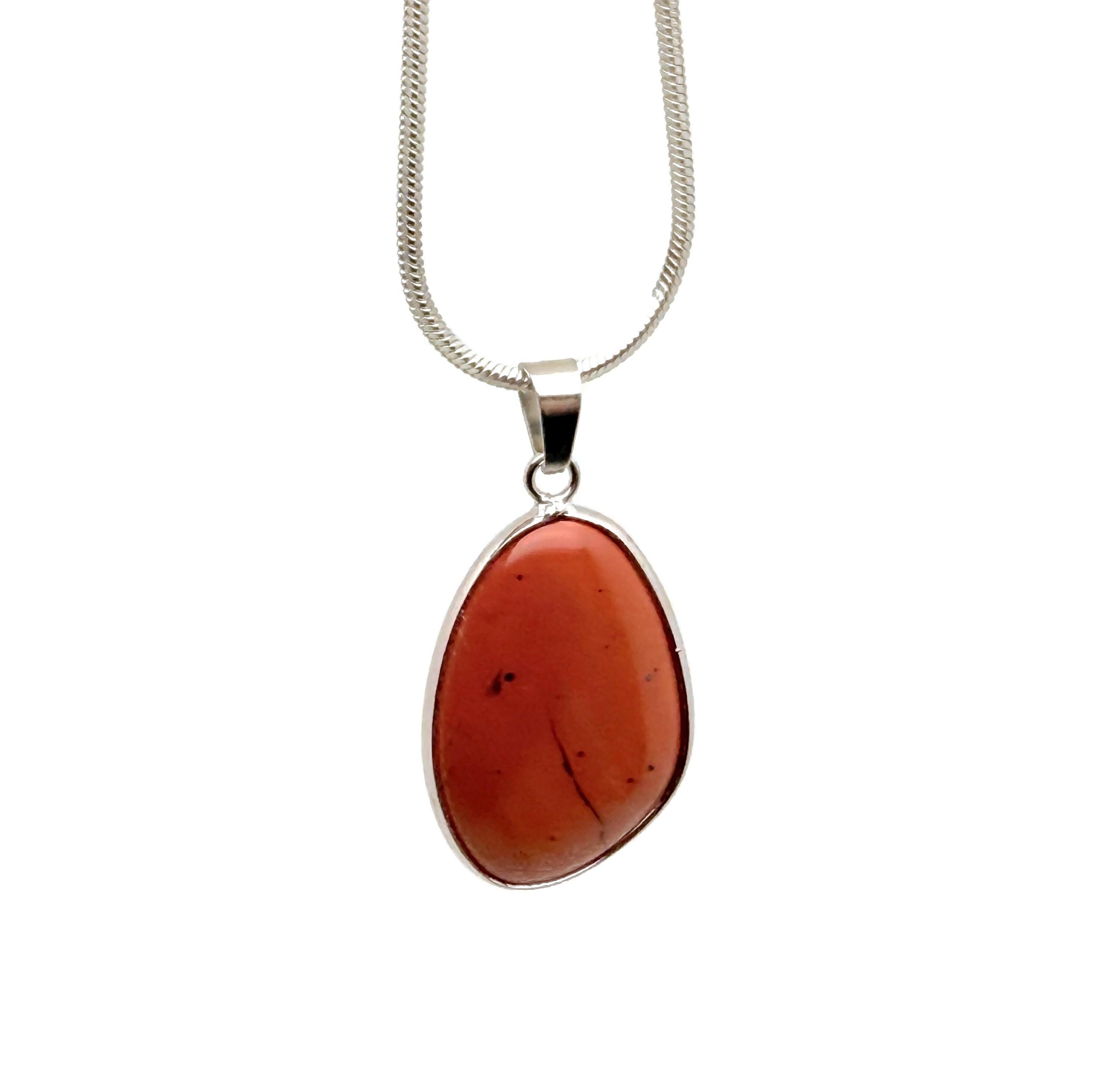 Red Jasper Silver Gemstone Pendant - Dainty Crystal Pendant - Birthstone Charm - Jewelry Diy Charms - Gift Charm - Nc1755
