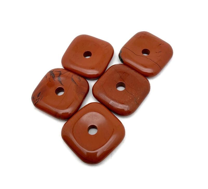 Red Jasper Square Crystal Donut Pendant – Natural Gemstone Healing Amulet - 30mm - Do1118 Red Jasper Square Crystal Donut Pendant – Natural Gemstone Healing Amulet - 30mm - Do1118