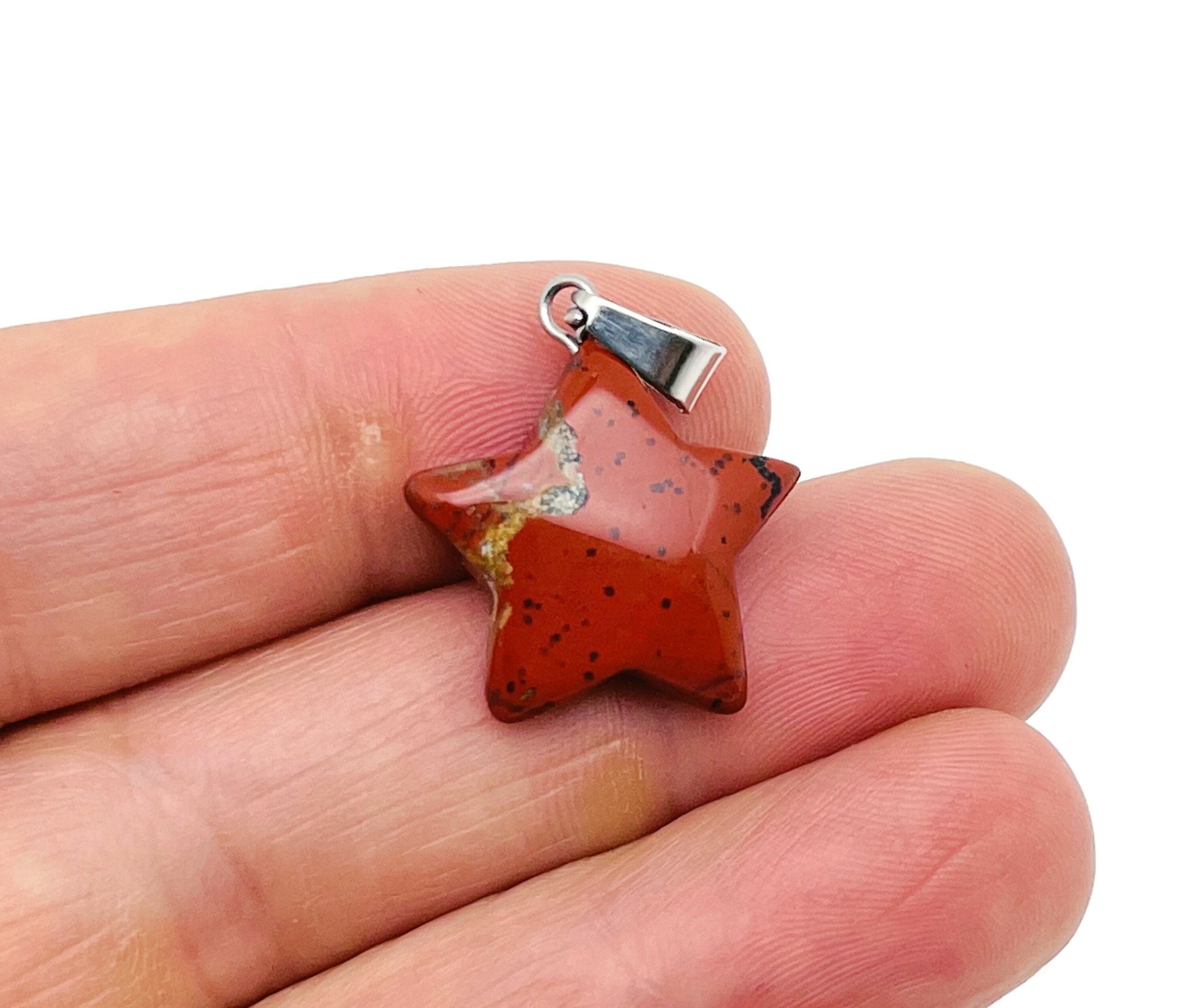 Red Jasper Star Pendant - Crystal Pendant – Natural Necklaces - Heling Gemstone - Jewelry Making Supplies - Snc1001