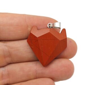 Red Jasper Wolf Head Gemstone Pendant - Natural Stone Wolf Carving Crystal - Crystal Wolf head - Wolf Head Crystal Jewelry - NC1476