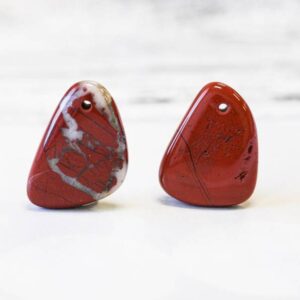 XL/ Red Jasper 32-40mm Flat Fancy Pendant Size/Shape Varies Natural Brown Jasper Smooth Both Side Top-Front-Drilled Pendant For Jewelry