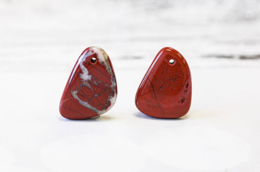Xl/ Red Jasper 32-40mm Flat Fancy Pendant Size/shape Varies Natural Brown Jasper Smooth Both Side Top-front-drilled Pendant For Jewelry