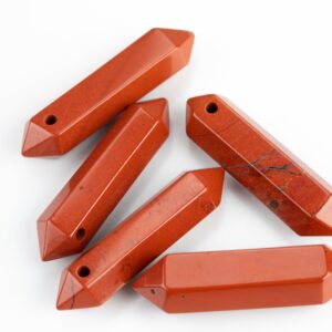 1 Pc Red Jasper- NATURAL Double Pointed Top Drilled---Perfect for Jewelry--- Average size 23-30mm
