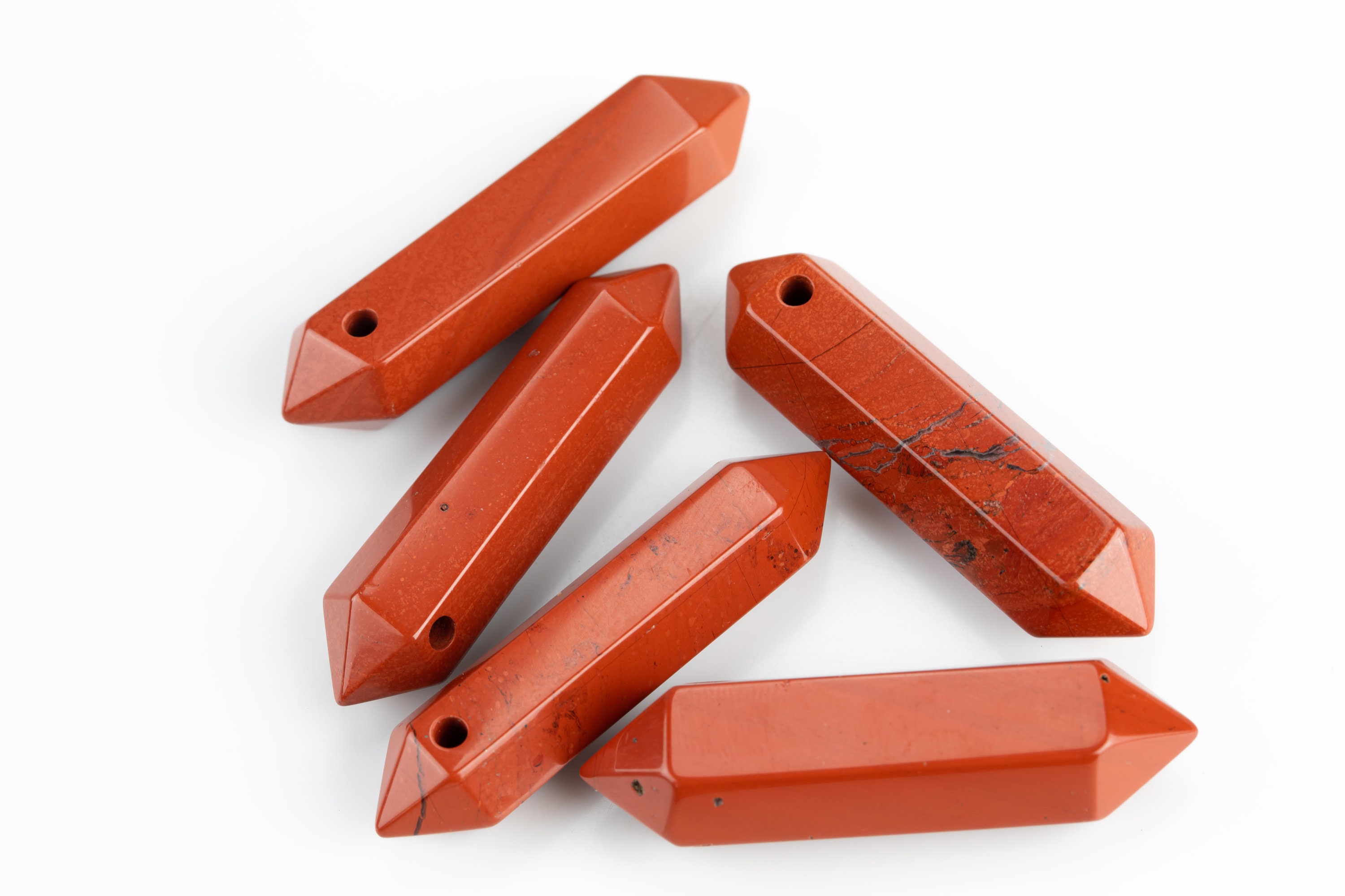 1 Pc Red Jasper- Natural Double Pointed Top Drilled---perfect For Jewelry--- Average Size 23-30mm 1 Pc Red Jasper- Natural Double Pointed Top Drilled---perfect For Jewelry--- Average Size 23-30mm