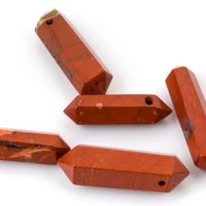1 Pc NATURAL Double Pointed Top Drilled- Red Jasper ---Perfect for Jewelry--- Sizing in Listing