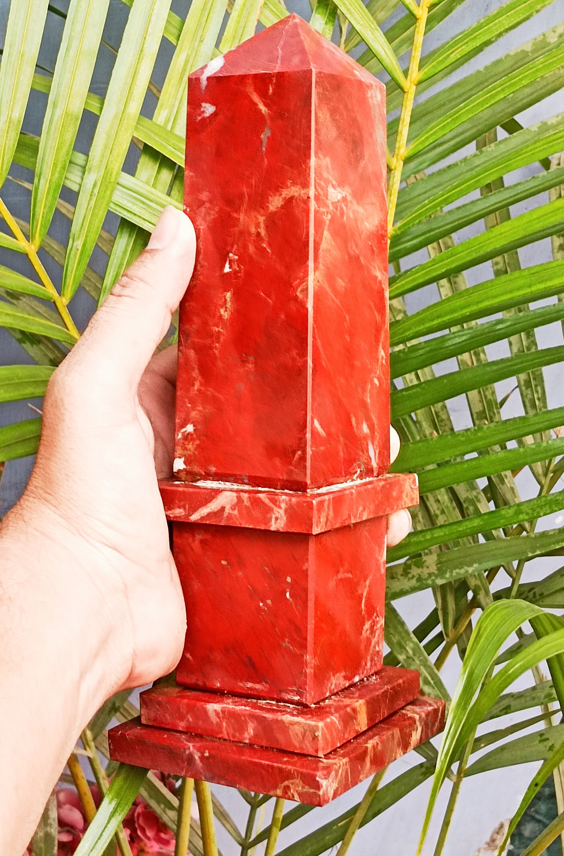 Large 25cm Red Jasper Tower: Metaphysical Reiki Energy Crystal