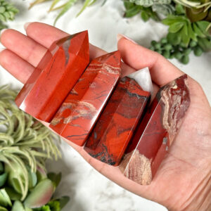 Red Jasper Point | S, L | - (polished Crystal Tower, Root Chakra, Healing Stone, Grounding)