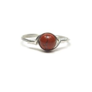 Red Jasper .999 Fine Silver Wire Wrapped Ring