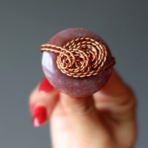 Chunky Red Jasper Ring, Twisted Copper Wire, Handmade Size 7.5