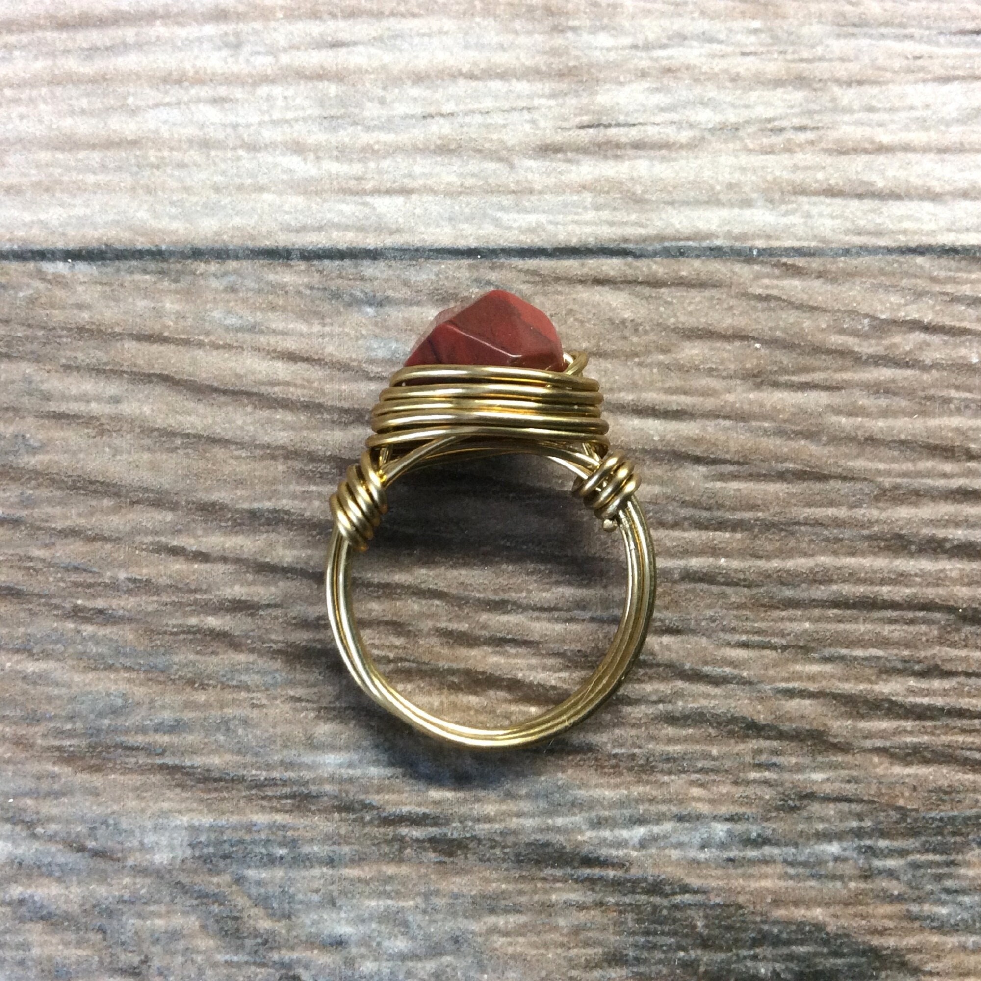 Handmade Red Jasper Ring - Wire Wrapped Design
