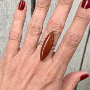 Large Marquise Brick Red Jasper Sterling Silver Statement Ring | Large Red Stone Ring | Statement Ring | Geometric Ring | Sizes 6.75-7.25