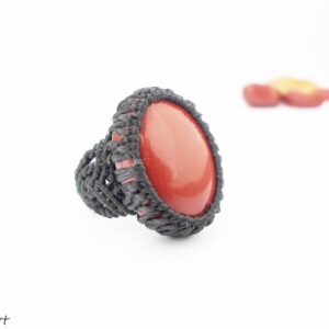 Red jasper Macrame Ring, Libra Birthstone Jewelry, Personalized Ring Gift
