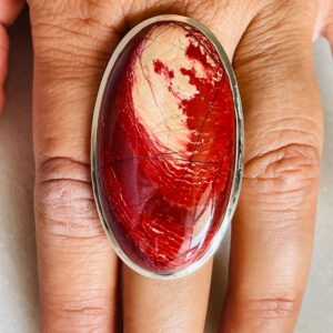 Natural Red Jasper Sterling Silver Statement Ring