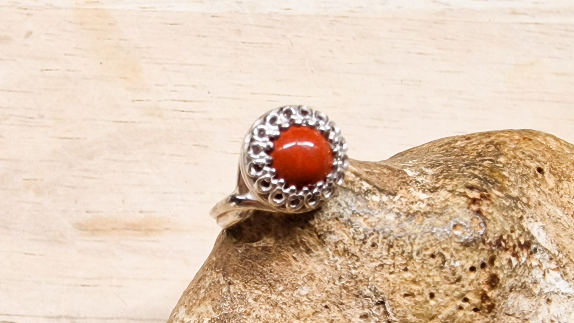 Round Solitaire Red Jasper Adjustable Ring. 925 Sterling Silver Rings For Women. Reiki Jewelry Uk. 10mm Semi Precious Gemstone