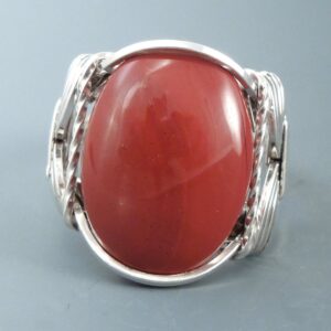Sterling Silver Red Jasper Wire Wrapped Ring