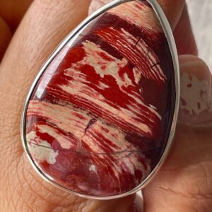 Teardrop Red Jasper 925 Solid Sterling Silver Ring, Natural Gemstone Anniversary Gift