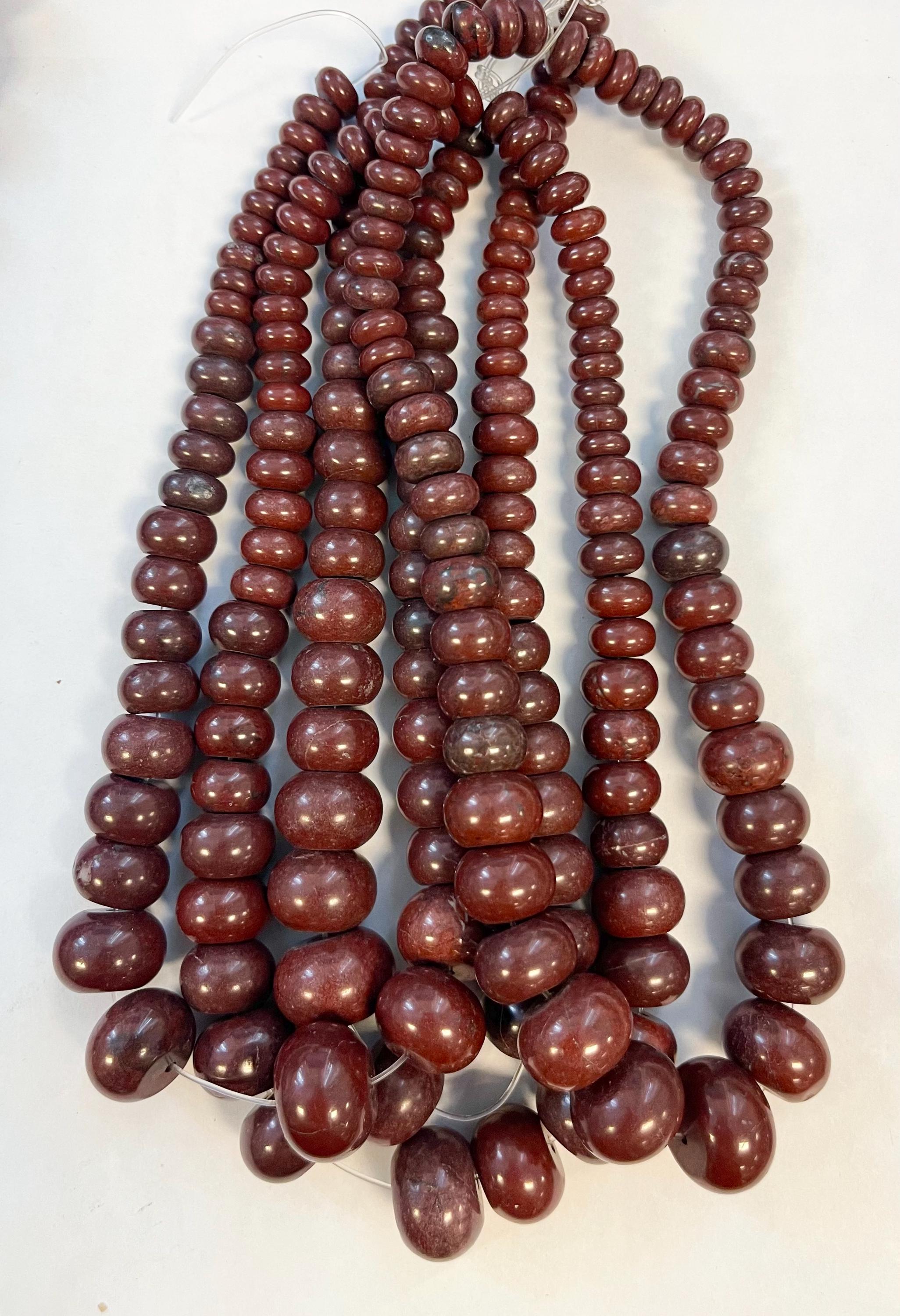 Red Jasper 10x5mm--20x14mm Graduated Rondelle Gemstone Beads- -15.5 Inch Strand
