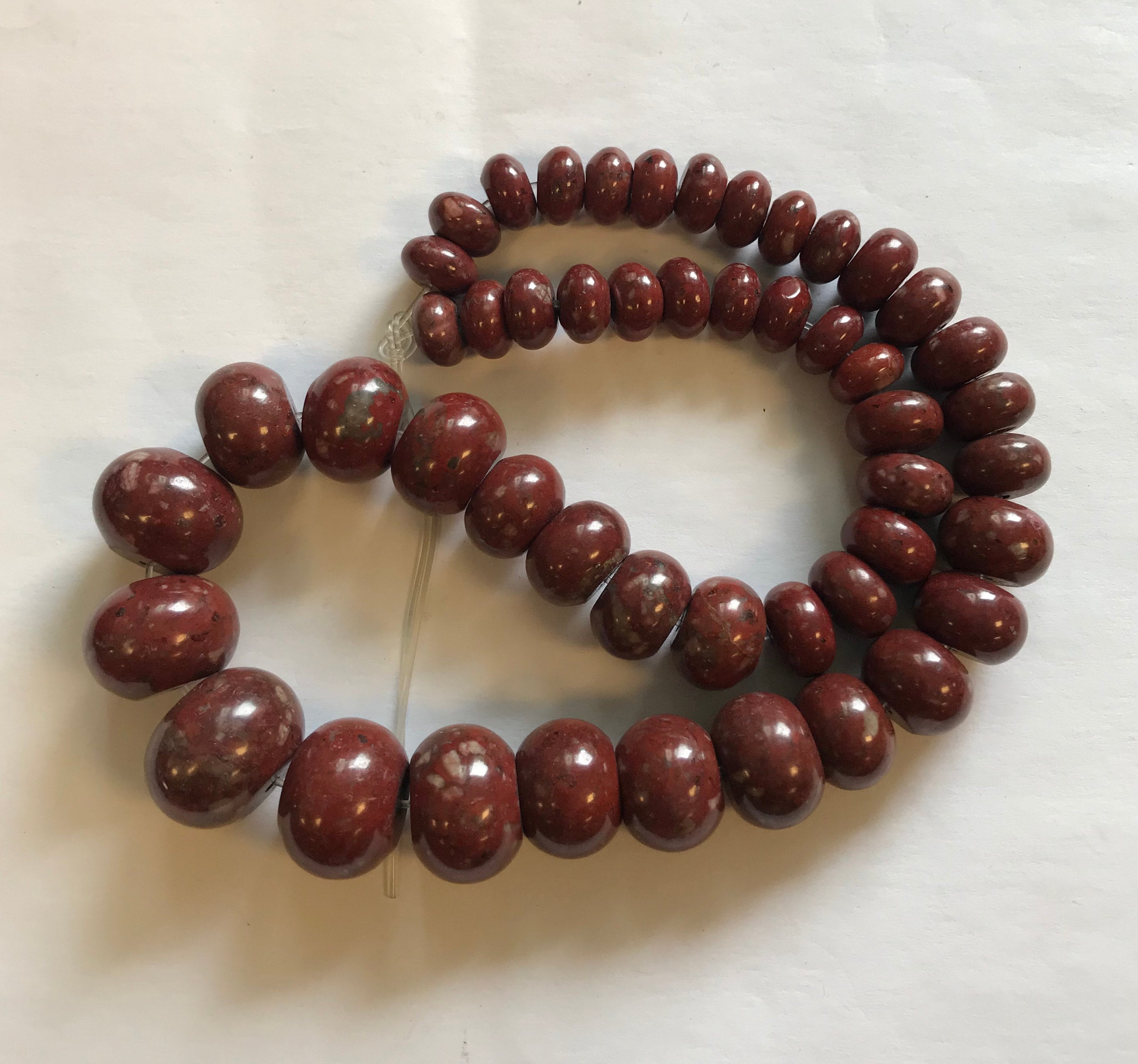 Red Jasper 5x3-14x10mm 10x5-20x14mm Graduated Rondelle Gemstone Bead -15.5 Inch Strand