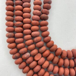 5x8mm Rondelle Matte  Red Jasper Gemstone Beads. Full 15" strand of rondelle beads, roughly 78 beads per strand.
