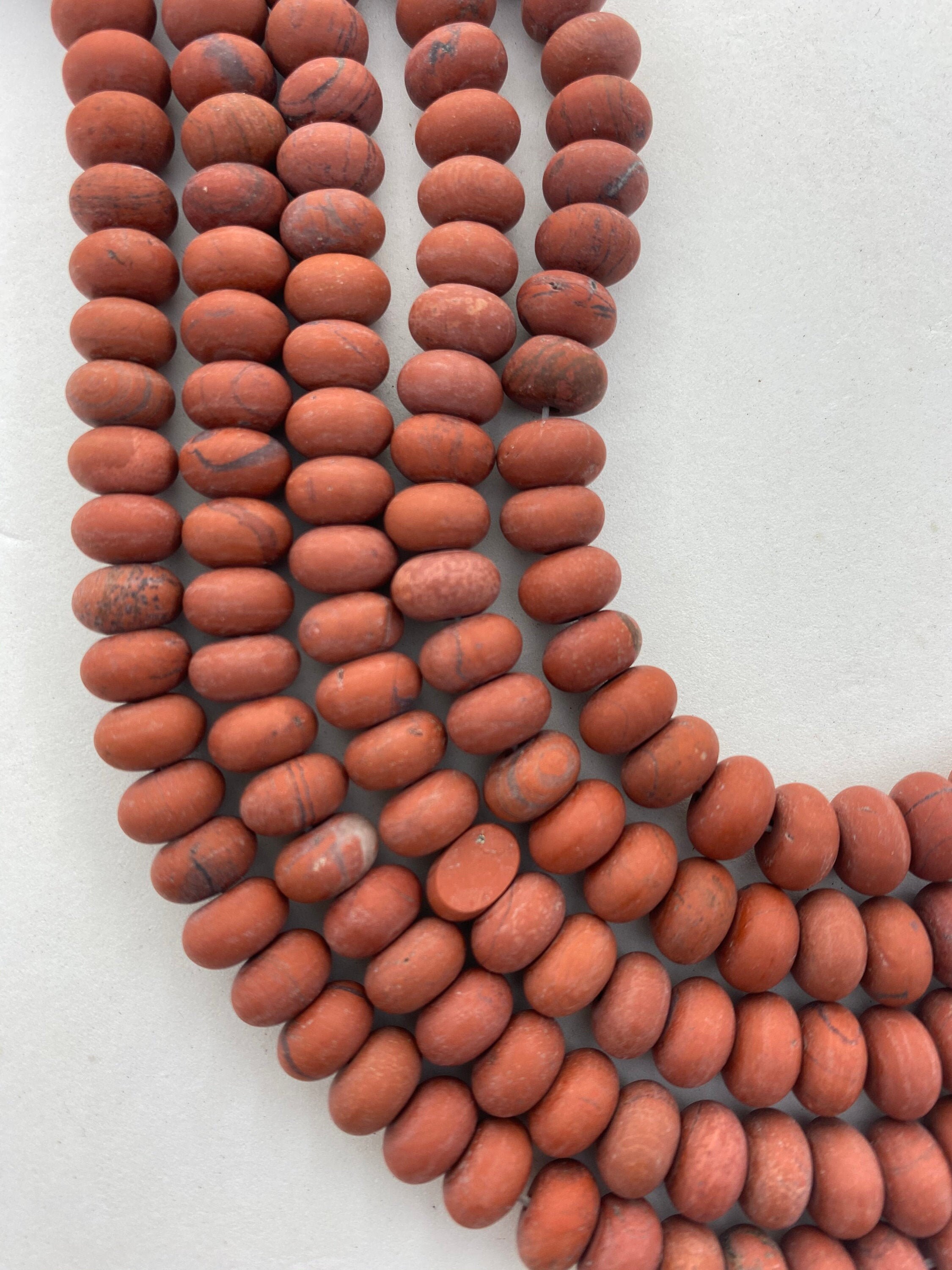 5x8mm Rondelle Matte  Red Jasper Gemstone Beads. Full 15" Strand Of Rondelle Beads, Roughly 78 Beads Per Strand.