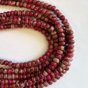 Red Jasper 6x4mm Rondelle Gemstone Beads -15.5''--