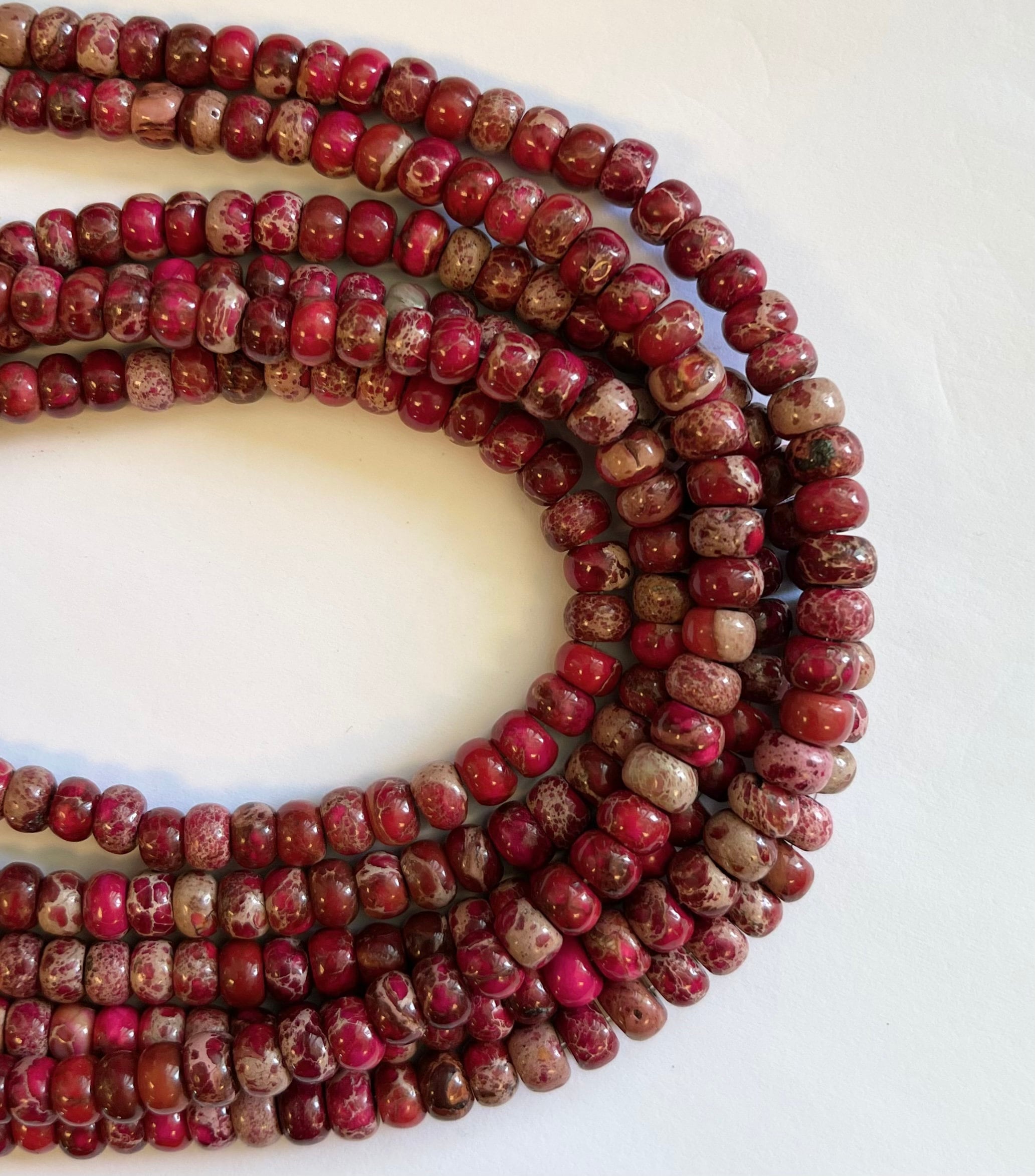 Red Jasper 6x4mm Rondelle Gemstone Beads -15.5''--