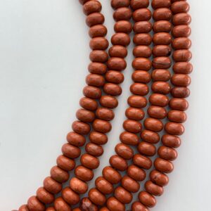 8mm Red Jasper rondelle gemstone beads. 15" strands of Red Jasper 5x8mm beads, approx.74 per strand..