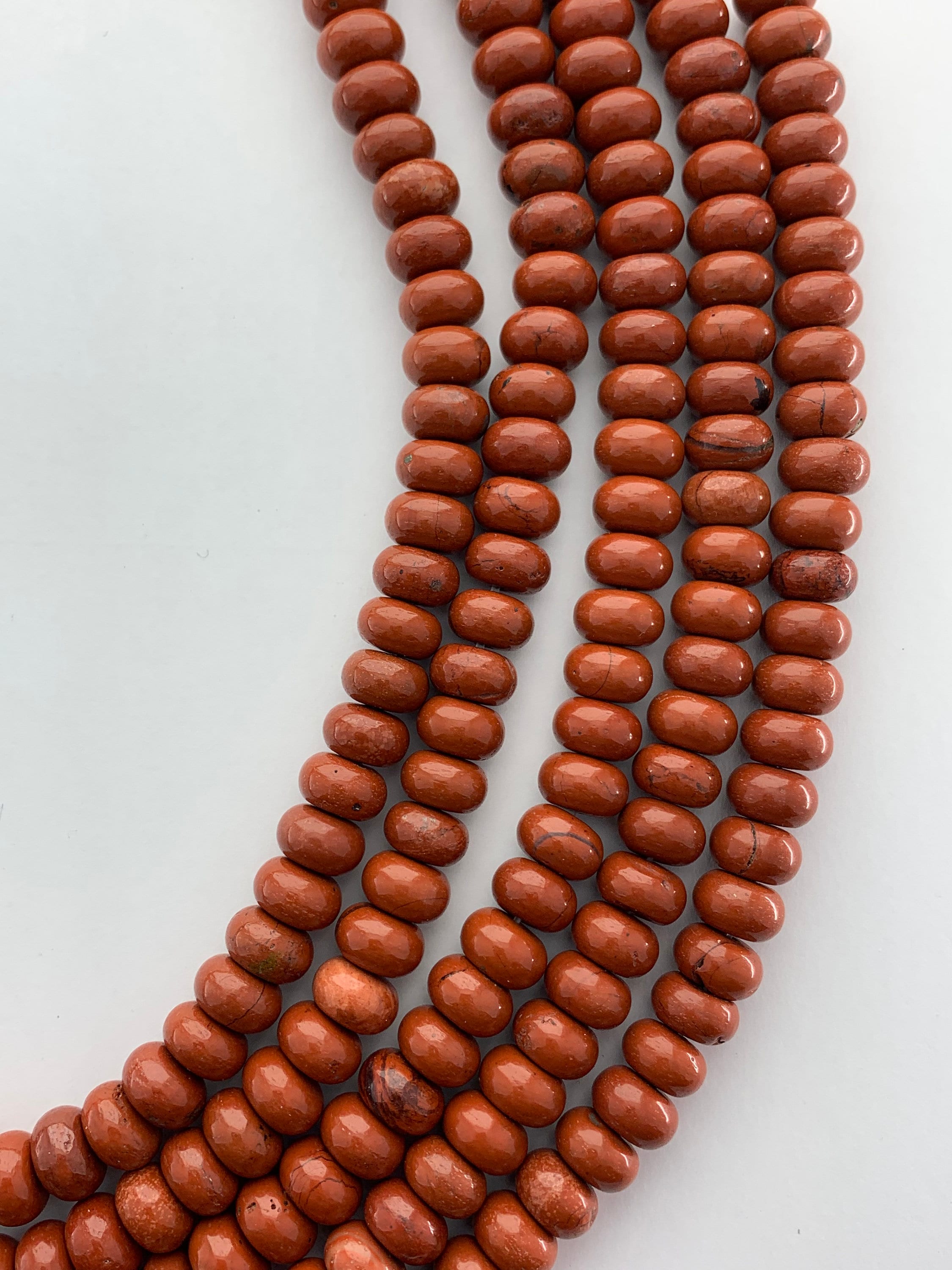 8mm Red Jasper Rondelle Gemstone Beads. 15" Strands Of Red Jasper 5x8mm Beads, Approx.74 Per Strand..