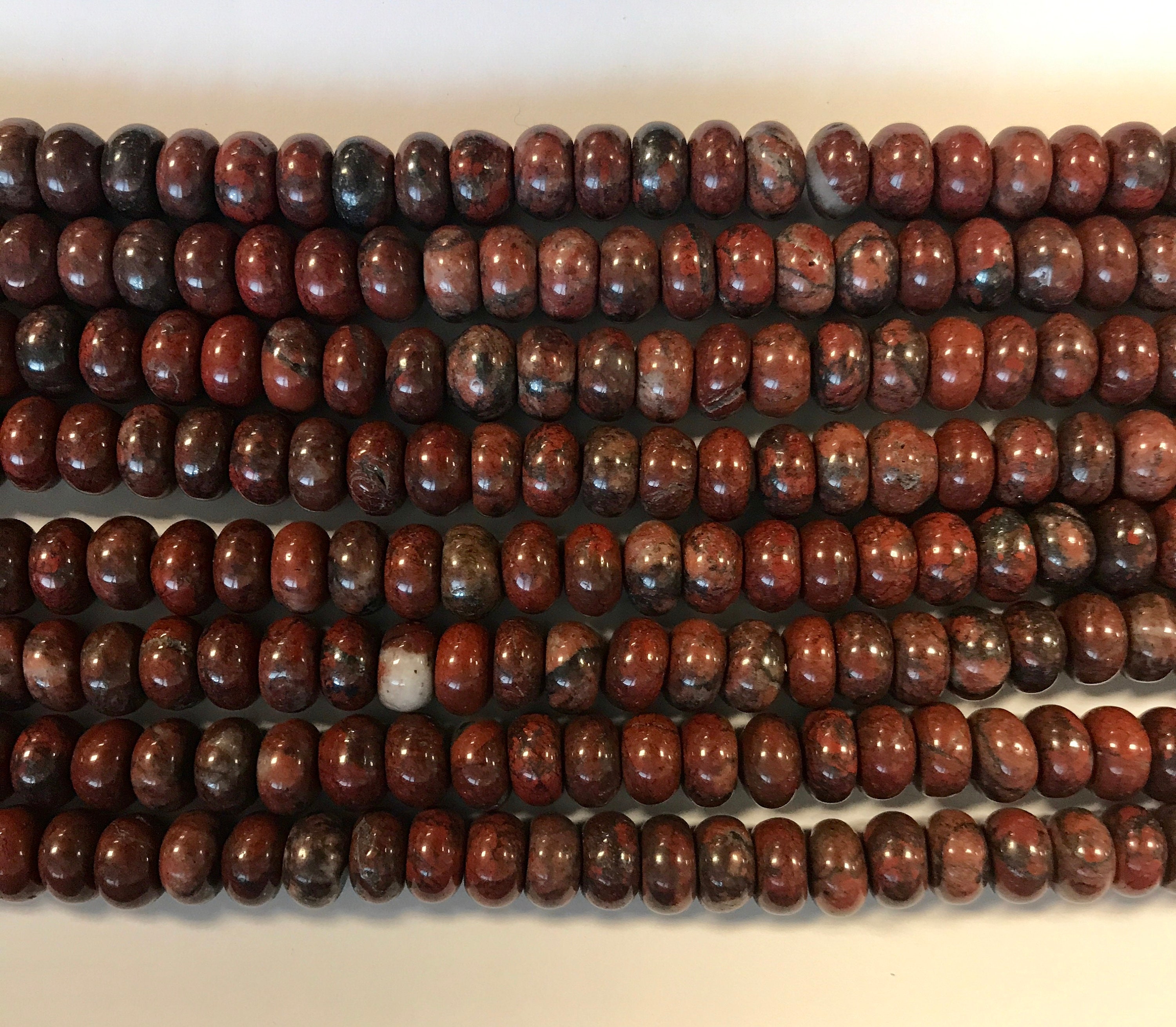 Red Jasper 8x5mm Rondelle Gemstone Beads - 15.5 Inches Strand Red Jasper 8x5mm Rondelle Gemstone Beads - 15.5 Inches Strand