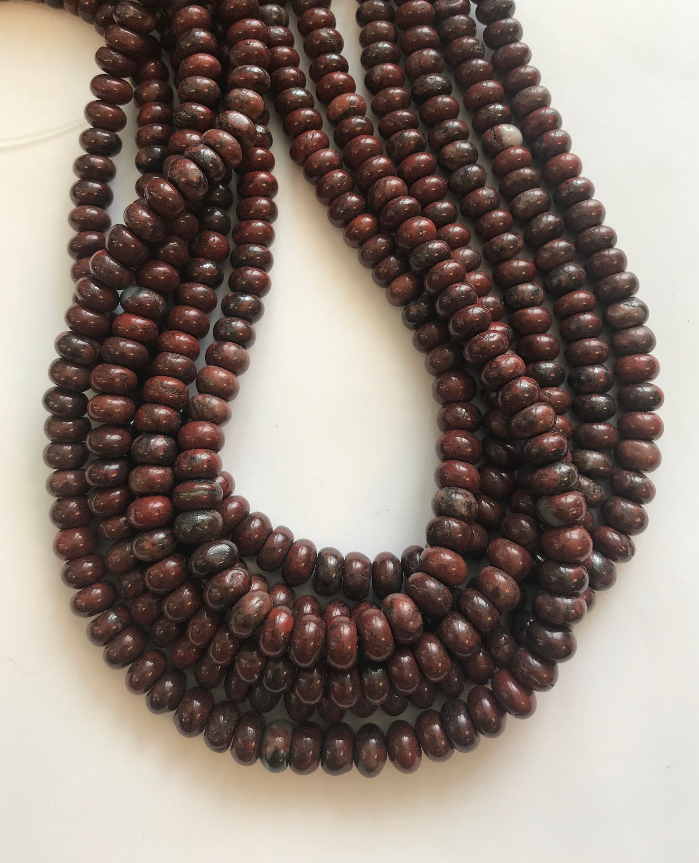 Red Jasper 8x5mm Rondelle Shaped Natural Gemstone Bead~ -15.5 Inch Strand