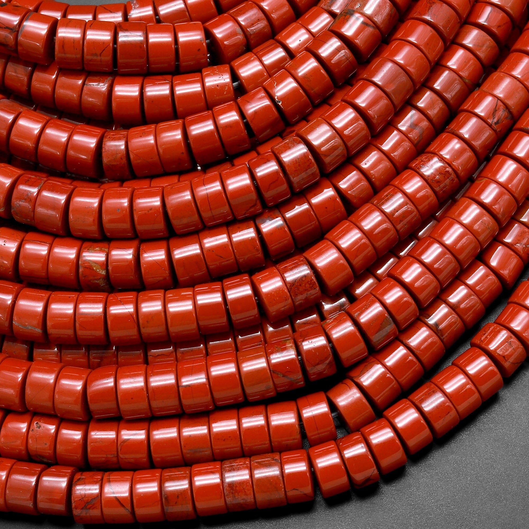 Aaa Natural Red Jasper Heishi Rondelle 3mm 4mm 6mm Beads 15.5" Strand